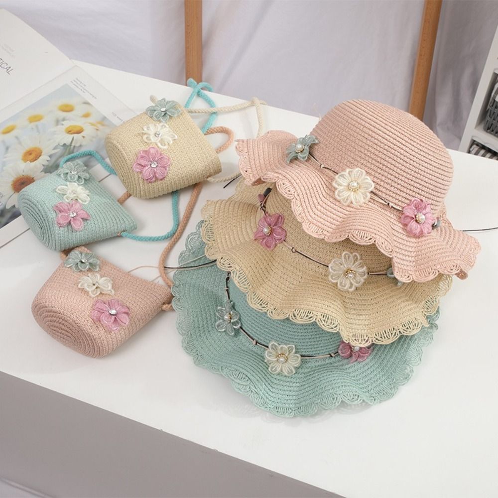 หมวกสานเด็ก พร้อมกระเป๋า ลายเดซี่ ABEBONGO สําหรับเด็ก 2-8 ปี สีครบ