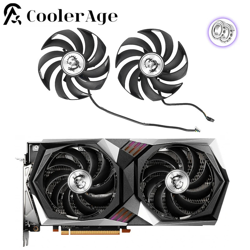 95 มม.PLD10010B12HH GAMING กราฟิกการ์ดพัดลมสําหรับ MSI RX 6600 6700 XT RTX306Ti GAMING Tow Ball Bear
