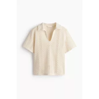 H&M(เอชแอนด์เอ็ม) เสื้อโปโลผ้าถักลุคโครเชต์ ผู้หญิง 1342447_1