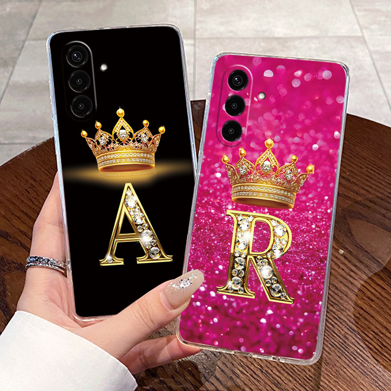 SAMSUNG เคสโทรศัพท์สําหรับSamsung Galaxy A27 5Gโปร่งใสTPU SoftสําหรับSamsung A27 5G Letter Crownรูปแ