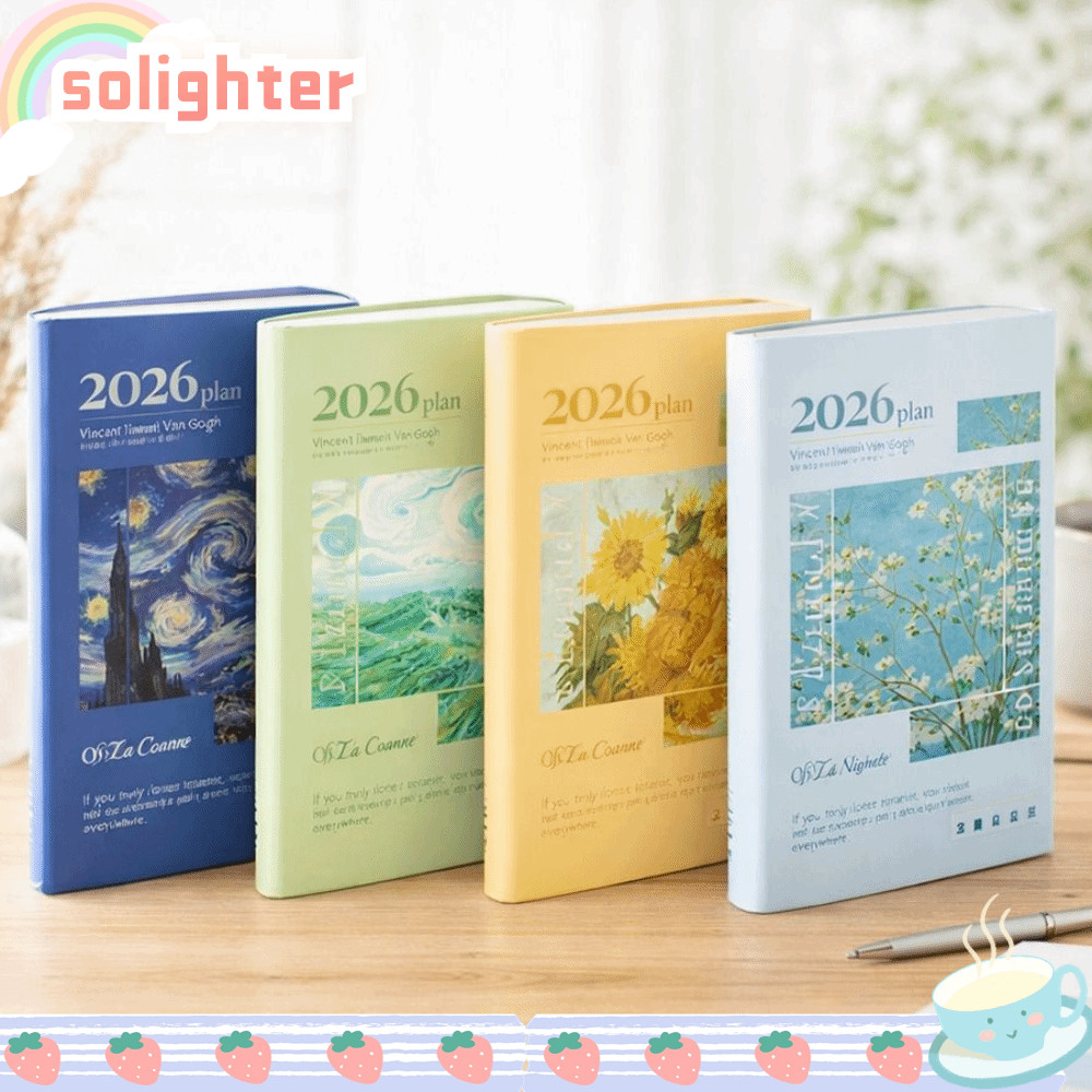 โซไลต์ 2026 สมุดบันทึก ก5 สมุดกําหนดการภาพสีน้ํามันแบบพกพาการวางแผนรายวันหนาหน้าเวลาประสิทธิภาพคู่มื