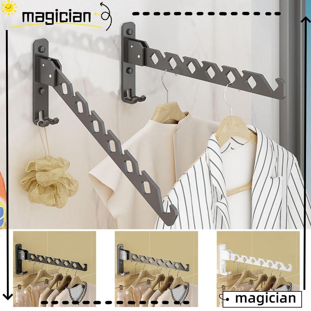 MAGICIAN ราวตากผ้า, ที่วางไม้แขวนเสื้อติดผนังกันลื่นแบบพับได้, ก้านเดี่ยวอลูมิเนียมกันลมในร่มเสาตากผ้า