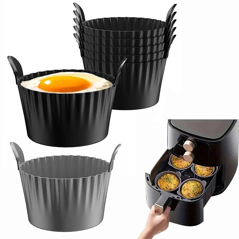 4Pcs Air Fryer Silicone Egg Poacher Cups Silicone Egg Cooker Mold Baking Custard Tart Pie Desserts E