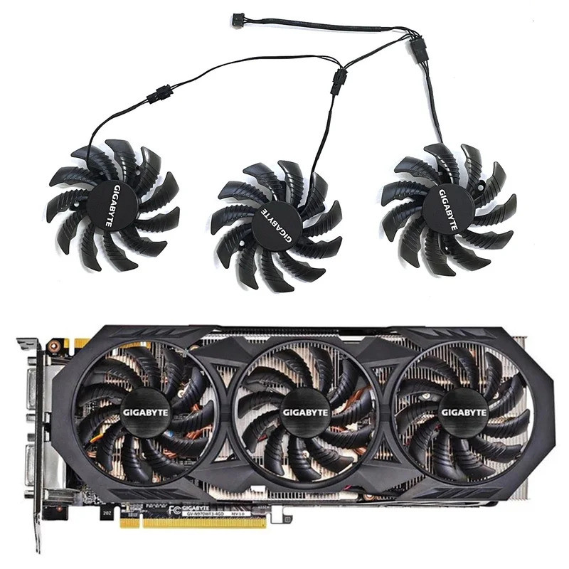 PLD08010S12H 75 มม.3pin GTX 970 GPU พัดลมสําหรับ Gigabyte GTX 970 Windforce G1 R9-280X GV-R928XWF3-3