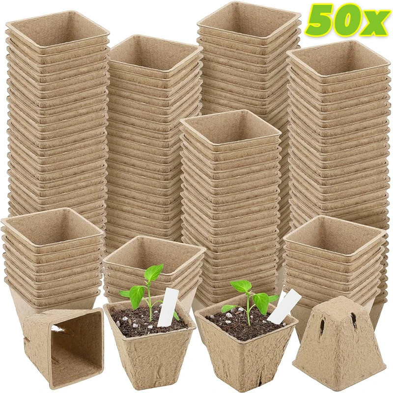 Biodegradable Garden Nursery Pots Pulp Seed Starter Pots Flower Propagation Container with Drainage 