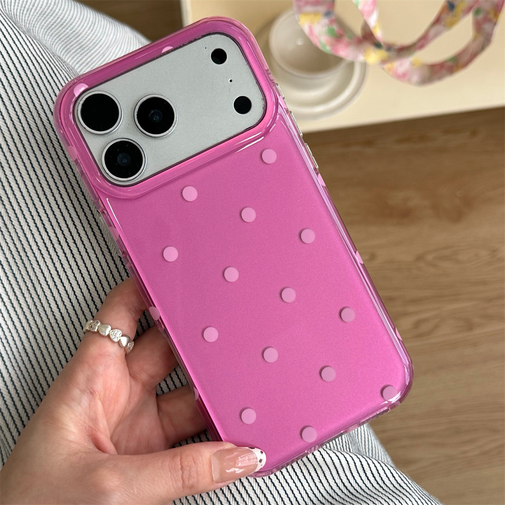 Ins เกาหลีสีฟ้าสีชมพู Polka Dots เคสโทรศัพท์สําหรับ iPhone 17 16 15 17 Pro Max 16pro 15promax น่ารักปกอ่อน