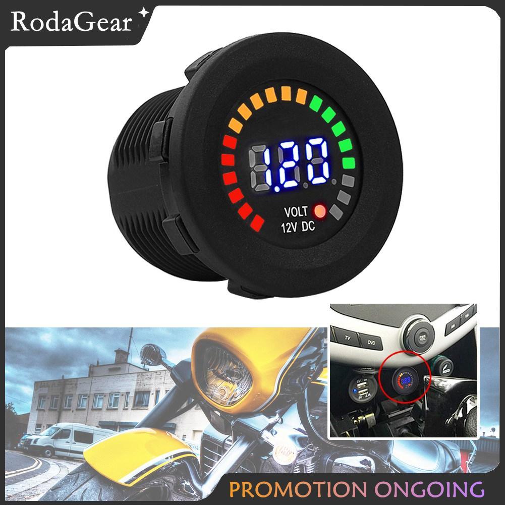 RodaGear 12V LED ดิจิตอลโวลต์มิเตอร์จอแสดงผลกันน้ำ DC โวลต์มิเตอร์วัดรอบสำหรับเรือ Marine ยานพาหนะรถ