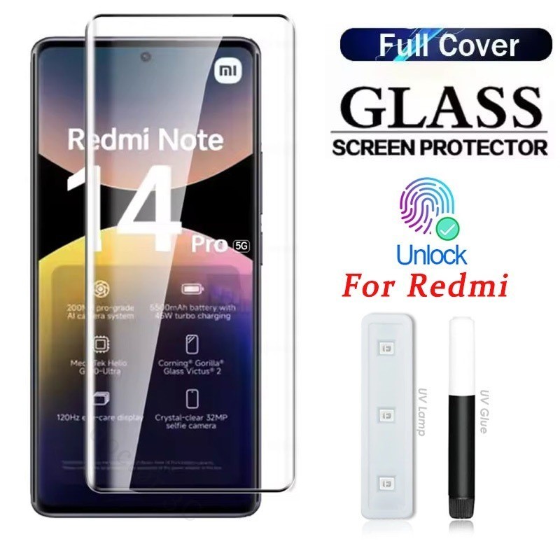 สําหรับ Redmi Note 15 Pro + 5G โค้งกาวเต็ม UV กระจกนิรภัยป้องกันหน้าจอกระจก For Redmi Note15 Note15Pro Note13Pro Plus