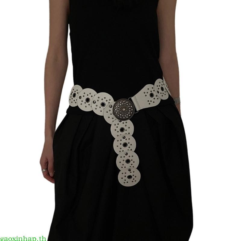 Gaoxinhap Hollowed เข็มขัดความงาม Rivet Studded เข็มขัด Gothic กางเกงเข็มขัด 2000s เข็มขัดหญิง Weste
