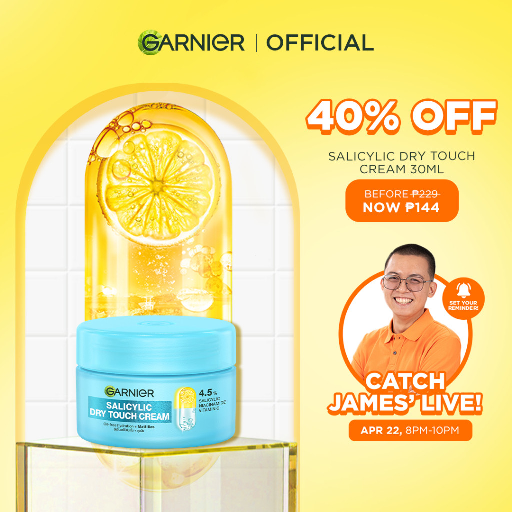 Garnier Salicylic Dry Touch Cream Moisturizer (30ML) - สําหรับสิวและรอยสิว