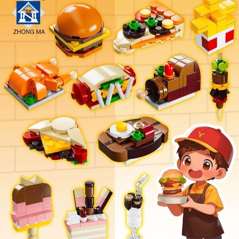 5.6010 Readystock Western Food Western Food Burger Burger French Fries ฮอทด็อกการศึกษา Building Bloc