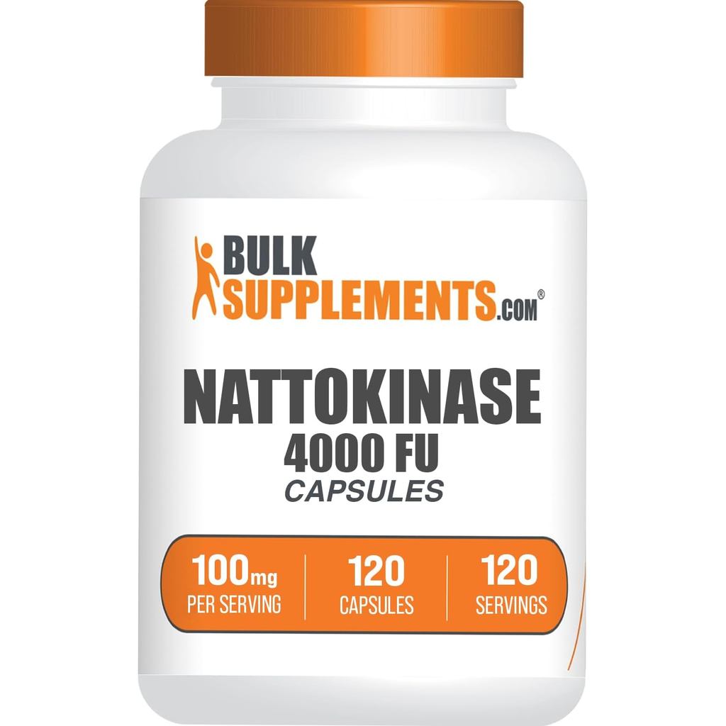 BulkSupplements.com Nattokinase 4000 FU Capsules - อาหารเสริม Nattokinase แหล่งจากสารสกัดจากนัตโตะ N