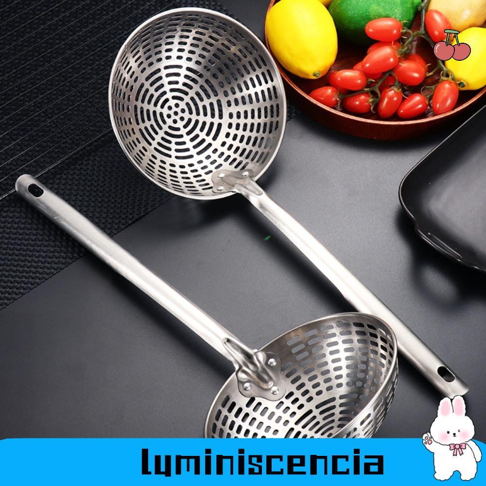 LUMINESCIA Skimmer ช้อน, เครื่องมือทําอาหารด้ามยาวกระชอนสแตนเลส, Skimmer ตาข่ายกรอง Gadgets ครัวกรอง