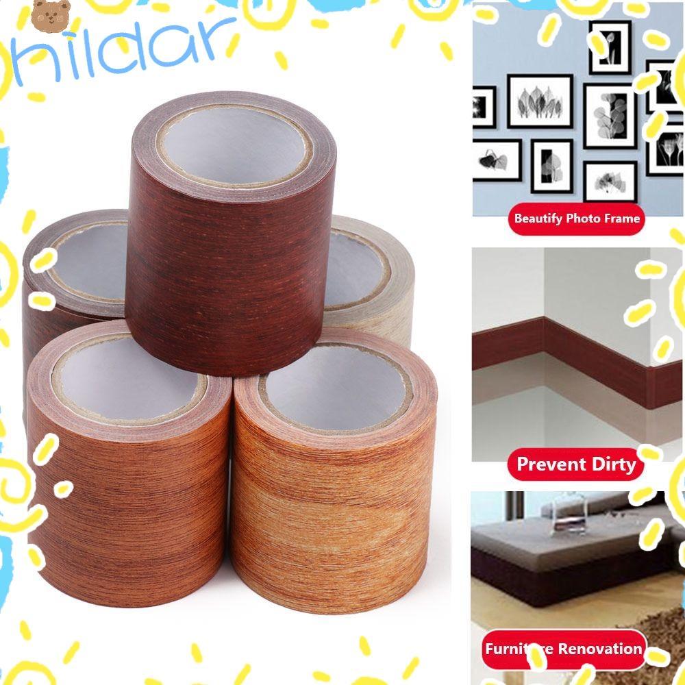 HLAR 5M/ม้วนสติกเกอร์ปรับปรุงชั้น,DIY Self-กาวซ่อมเฟอร์นิเจอร์เทป,คุณภาพสูงกันน้ําสมจริงลายไม้ผนังเอวสายตกแต่งบ้าน