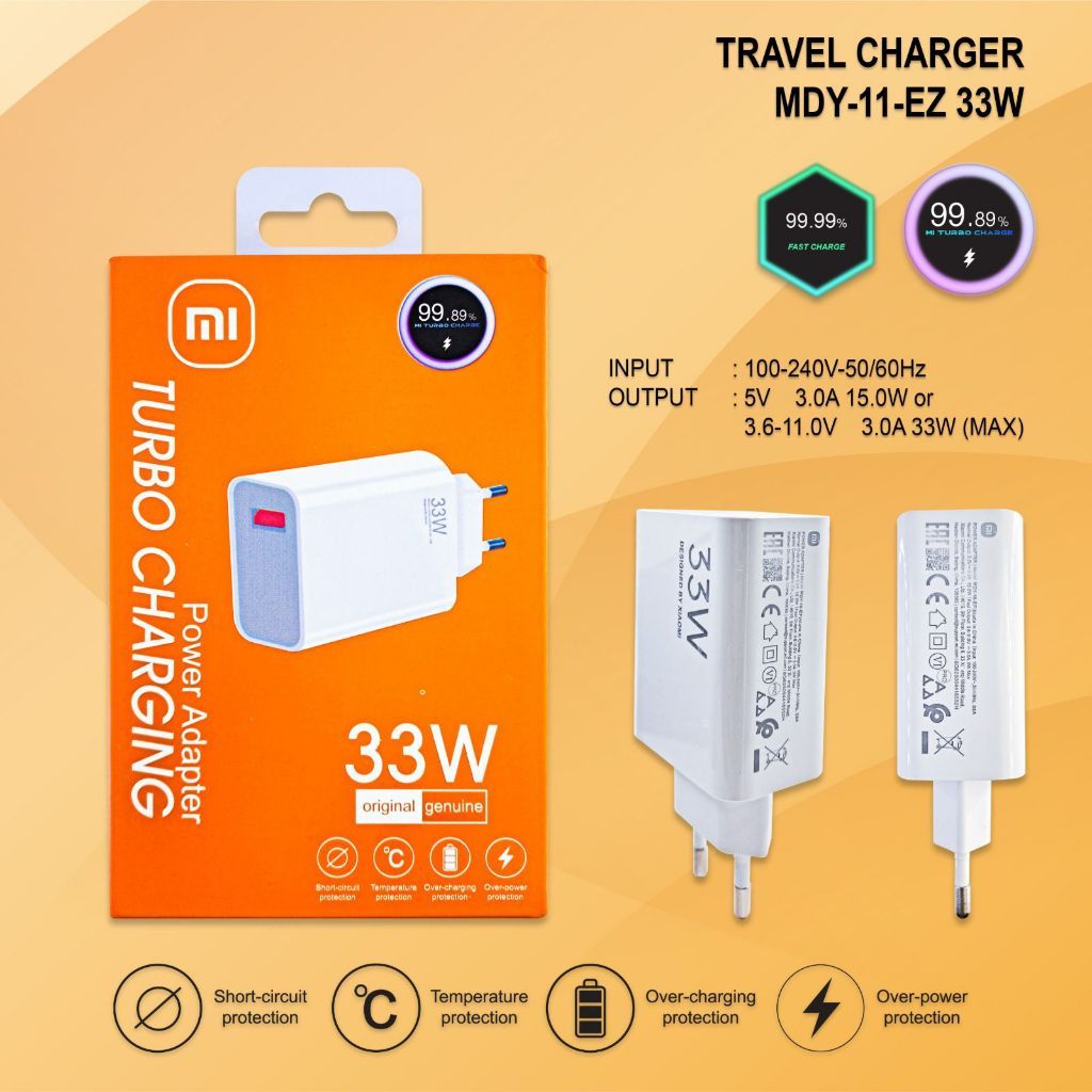 Travel Power Adapter XIAOMI REDMI 33W MI Turbo ชาร์จ Universal Charger Head TURBO CHARGING 33W Batok