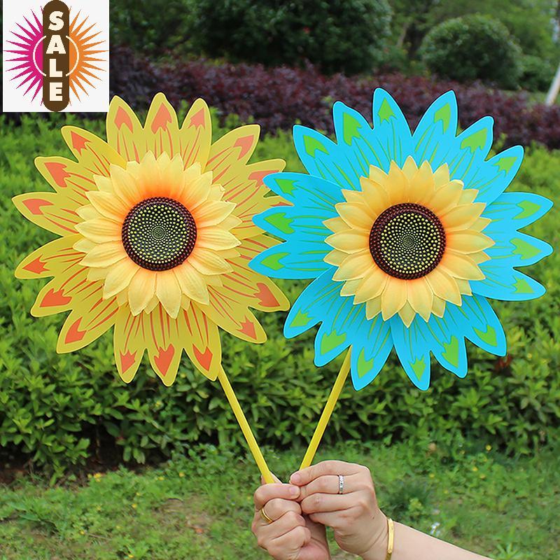 Ap สีสัน Sunflower Windmill Wind Turbine สําหรับสนามหญ้าตกแต่งสวนกลางแจ้ง Camping Picnic Garden Yard