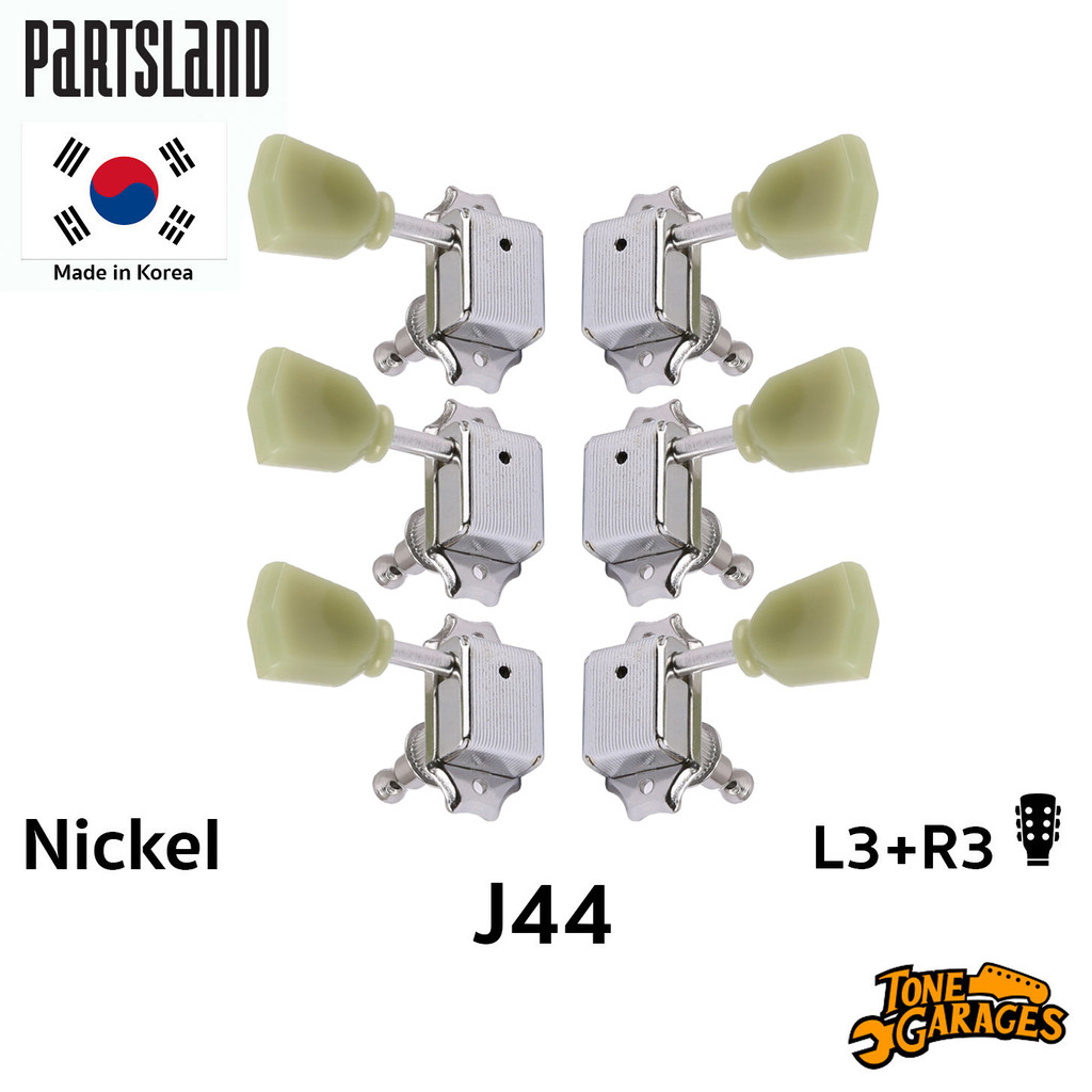 Partsland Machine Heads ลูกบิดกีต้าร์ Vintage 3+3 สี Nickel ใบมุก เกาหลี(J44-NI)
