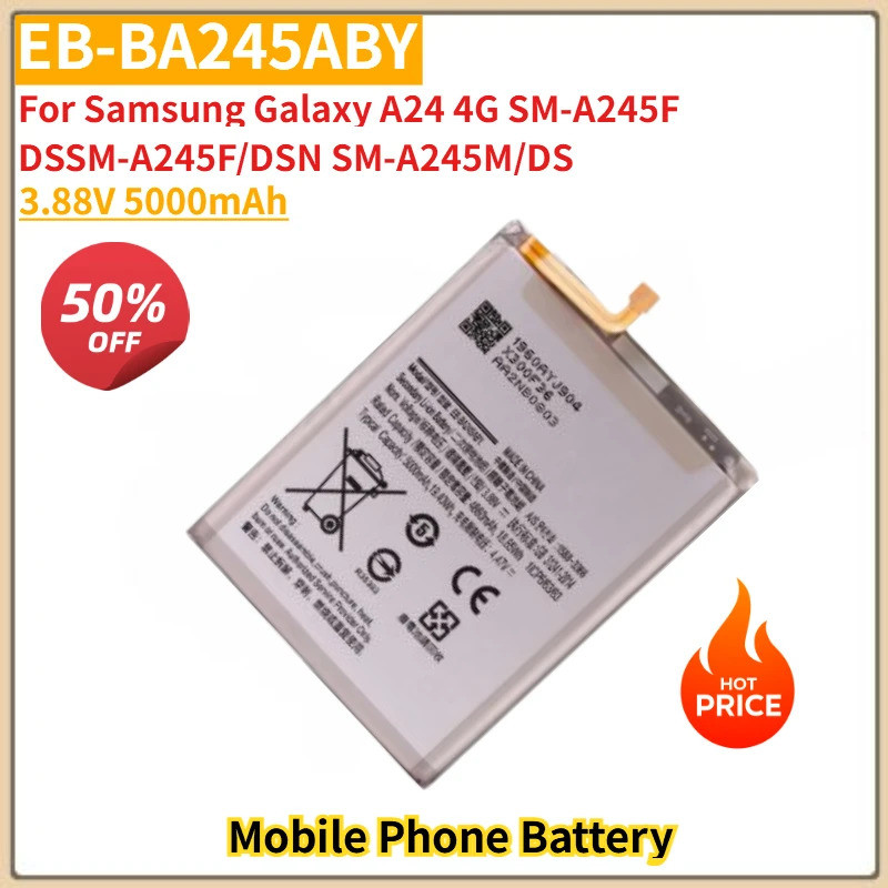 3.88V 5000mAh แบตเตอรี่โทรศัพท์มือถือ EB-BA245ABY สําหรับ Samsung Galaxy A24 4G SM-A245F SM-A245M/DS