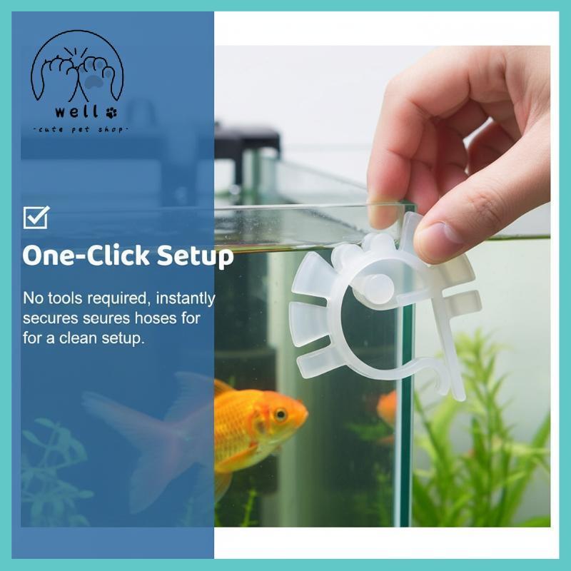 [wellstay1] Aquarium Air Tube Fixing Clip 3 5 10 Pas U Shaped Holder Strong Plastic Clamp สําหรับท่อ