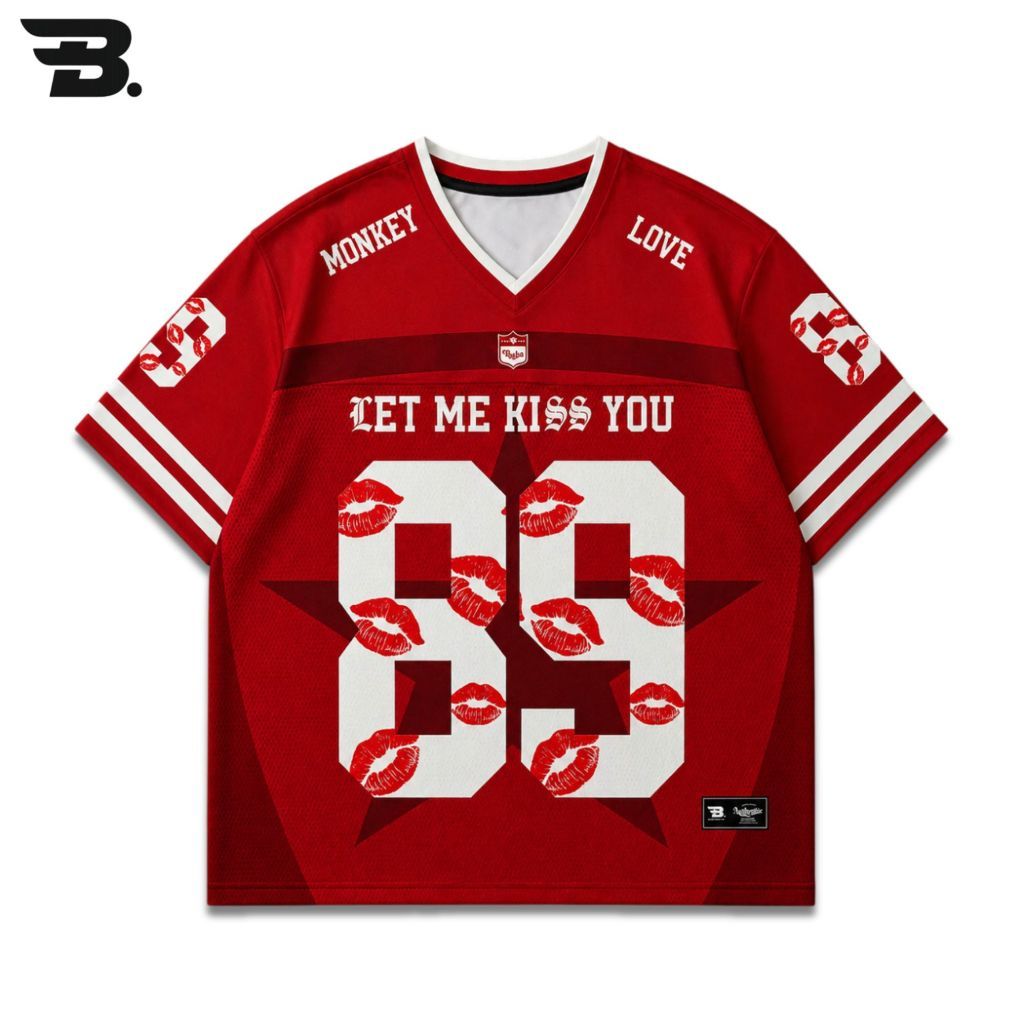 Let Me Kiss You 89 Dryfit Premium Vintage Unisex Boxy Oversize Jersey สามารถปรับแต่งเครื่องแต่งกาย B