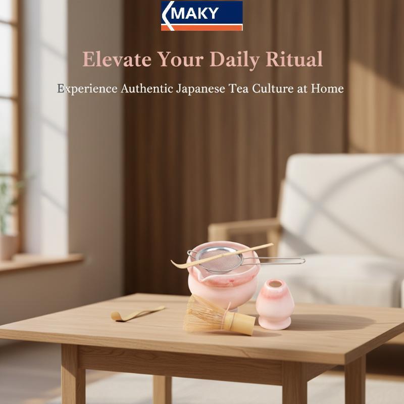 MAKY Matcha Set Matcha Whisk Set, Ceramic Matcha Set 5 ชิ้น Matcha Kit สําหรับ Matcha Lovers Matcha 