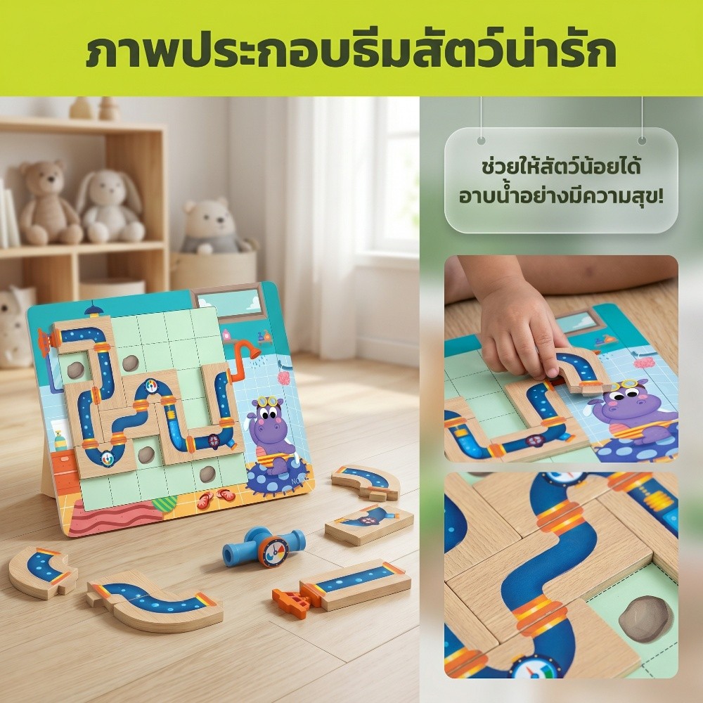Pinwheel Help Little Crocodile Magnetic Logic Game บอร์ดเกมช่วยจระเข้ต่อท่อประปา แม่เหล็ก ของเล่นเด็ก