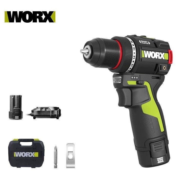 WORX WU135 ไร้สายไฟฟ้า Dril12V 50Nm 1800rpm สมาร์ท Clucth Auto Stop 2 ความเร็วปรับ