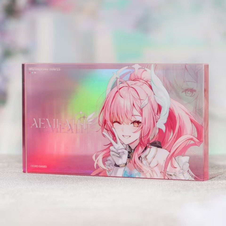 Wuthering Waves Luuk Herssen & Aemath อะคริลิคคริสตัล Holographic Display Brick, Holographic Iridescent อะคริลิคโต๊ะตกแต่งของขวัญสะสมสําหรับเพื่อนและ Besties 513P