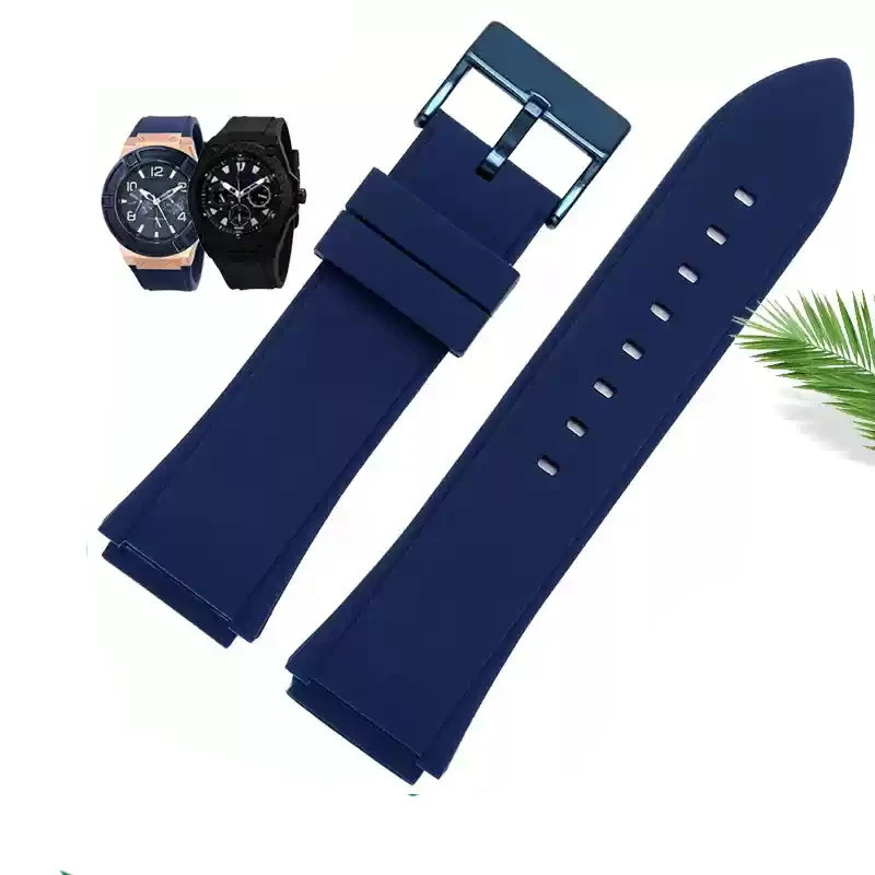For Guess W0247G3/W0248G5/W0040G6 /W0040G7 /W0040G9/ W0407G2 22mmBlue black soft Rubber watchband sp