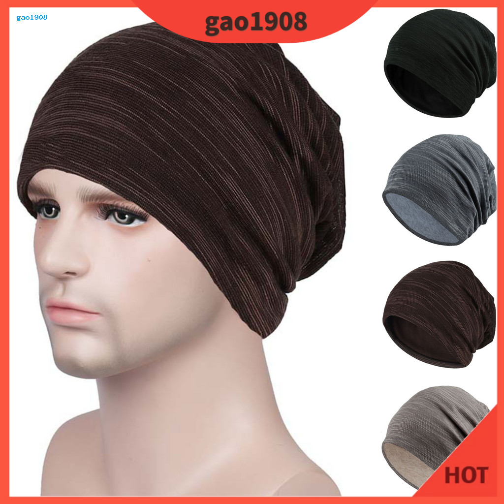 GAO * หมวกถักลาย Baggy Slouchy บาง Breathable Windproof สีทึบฤดูใบไม้ผลิฤดูใบไม้ร่วงผู้หญิงผู้ชาย Beanie Skull หมวกสําหรับกลางแจ้ง
