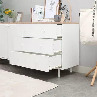 INDEX LIVING MALL ตู้ไซด์บอร์ด รุ่นมินิมอล ขนาด 150 ซม. - สีขาว/ไลท์ วู้ด