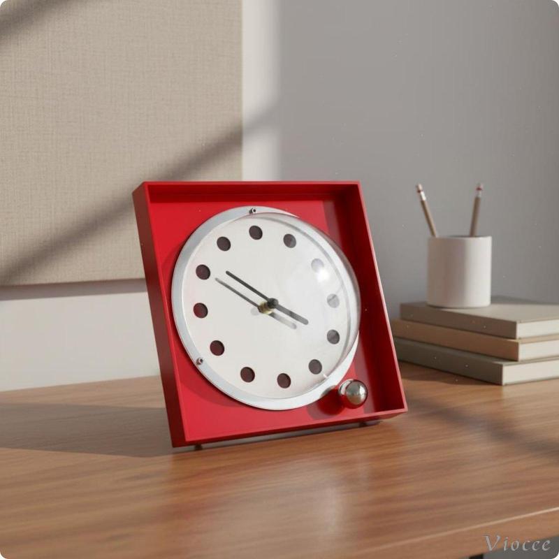 [Viocee] Minimalist Square Home Clock Bold Hands Desktop Digital Clock Stylish Table Timepiece for B