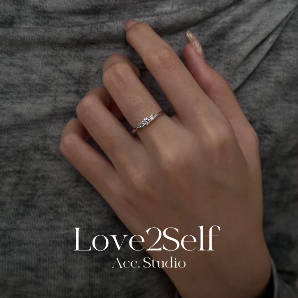 Love2selfJ087 CZ แหวนผู้หญิงเปิดปรับแหวนที่ละเอียดอ่อน 1.7 ซม.Stackable Minimalist แหวนนิ้วมือแฟชั่นเครื่องประดับ