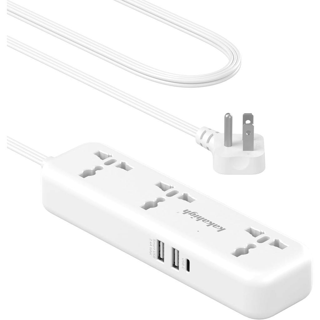 อะแดปเตอร์ปลั๊ก US พร้อมพอร์ต USB, สายไฟต่อสากล 4 ฟุต, ยุโรป, สหราชอาณาจักร, ออสเตรเลีย, อินเดียไปยั