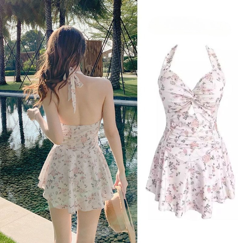 ดอกไม้เซ็กซี่ผู้หญิง Slim Halter ชุดว่ายน้ำชุดว่ายน้ำฤดูร้อนแบบอนุรักษ์นิยมชุดว่ายน้ำชิ้นเดียว