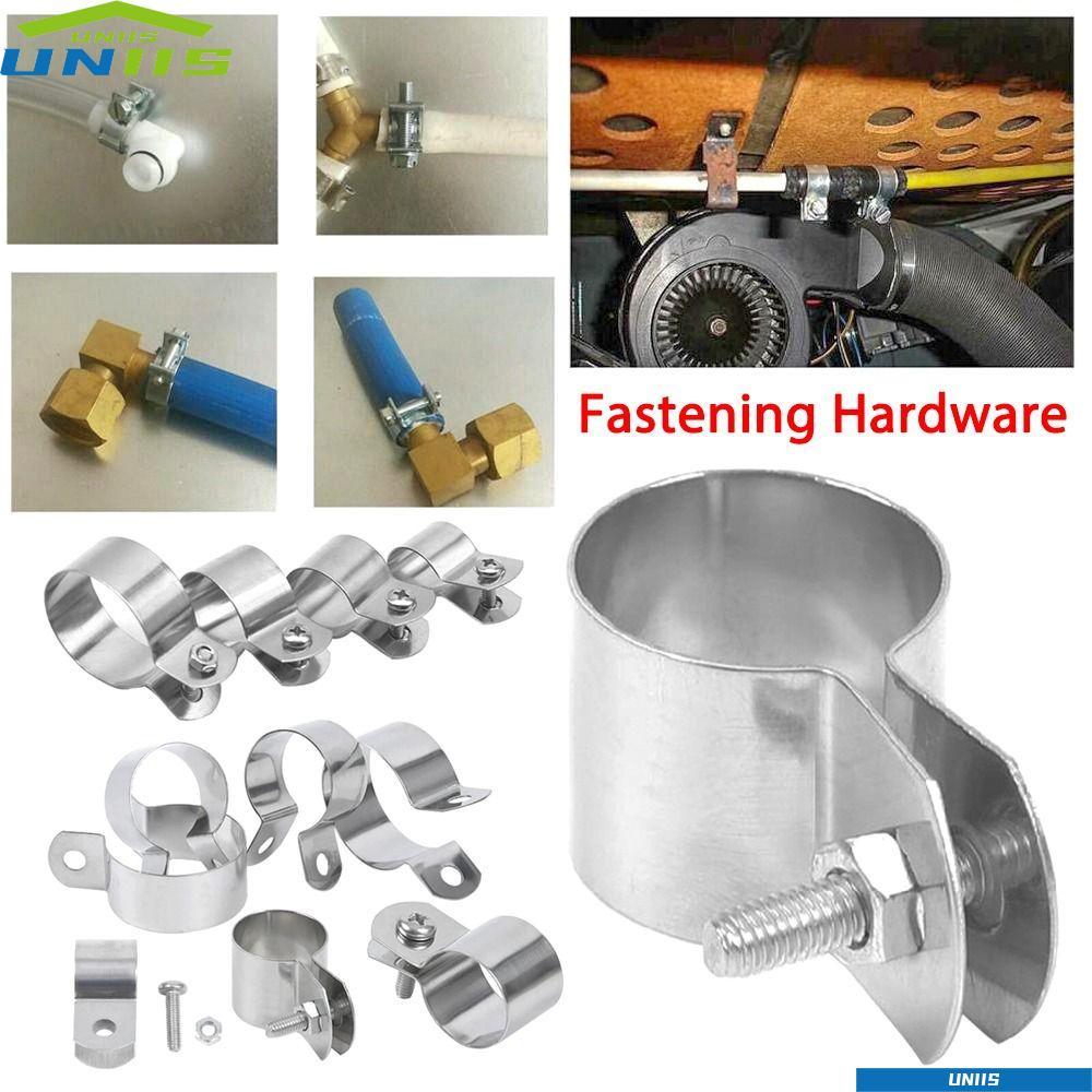 UNIIS 1 ชิ้นท่อ Clamp, Horseback Fastening ฮาร์ดแวร์ Grounding คลิป, ทนทาน 304 สแตนเลส Dia 10 มม.-60 มม.พร้อมสกรูถั่วท่อหัวเข็มขัด
