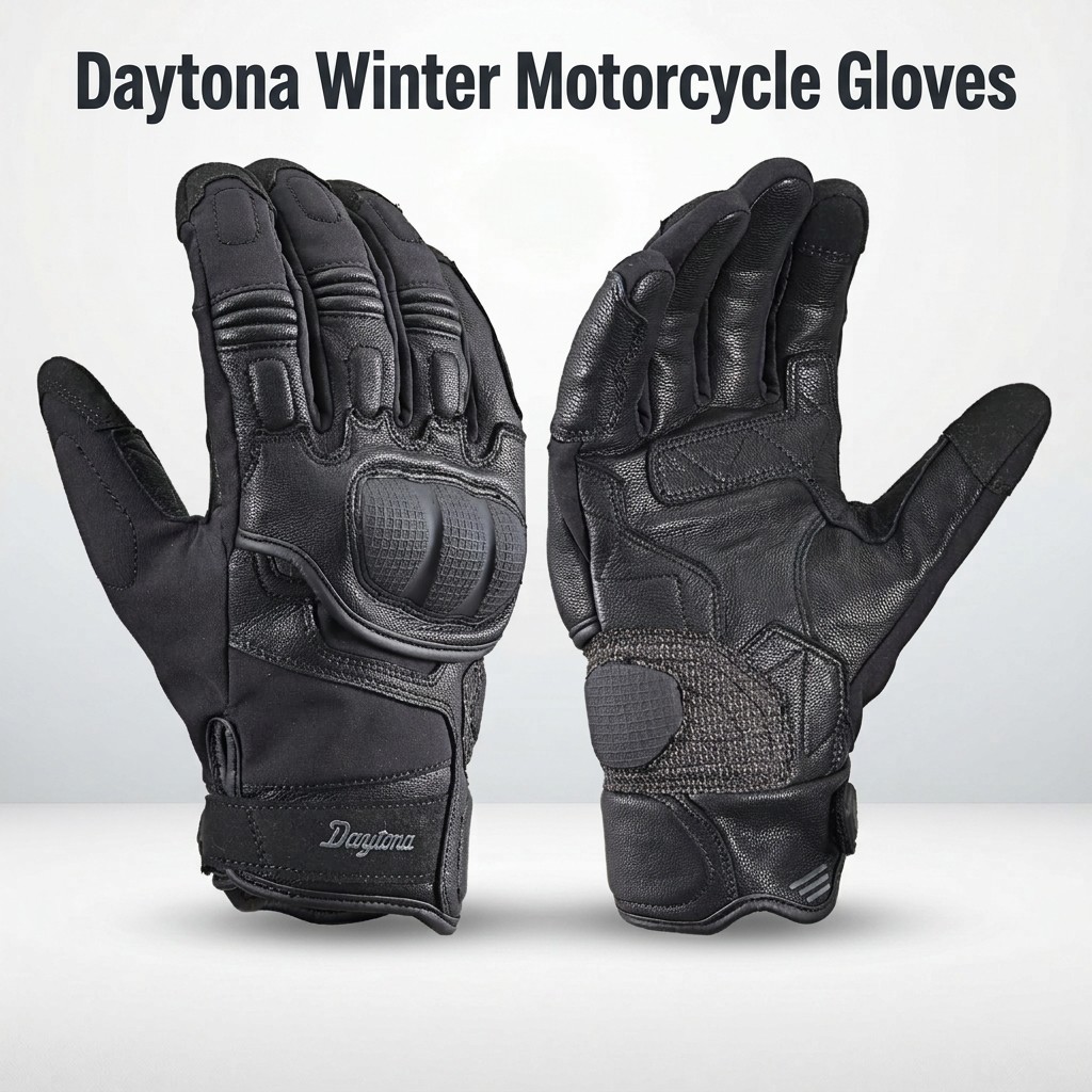 Daytona Winter Motorcycle Gloves with Hard Protector - Waterproof, Windproof, Goat Leather, Touchscr