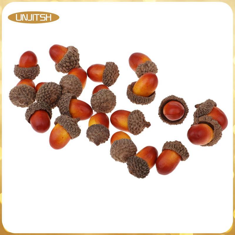 [unjitsh] 100 ชิ้น Natural Acorns Bulk Rustic Acorns Caps แจกันฟิลเลอร์ Home Party Garland 20 acorns