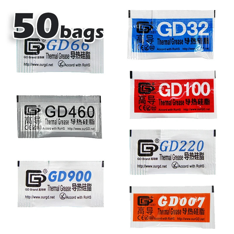 50pcs แยกความร้อน Conductive Grease Paste ซิลิโคนพลาสเตอร์ความร้อน Sink Compound สําหรับคอมพิวเตอร์ 