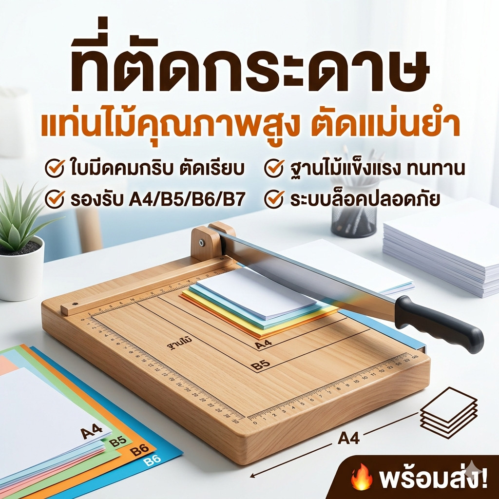 kingshopping A39 (ร้านไทย) แท่นตัดกระดาษ (ขนาด B5)วัสดุไม้ แบบโลหะ (25CMX25CＭ)