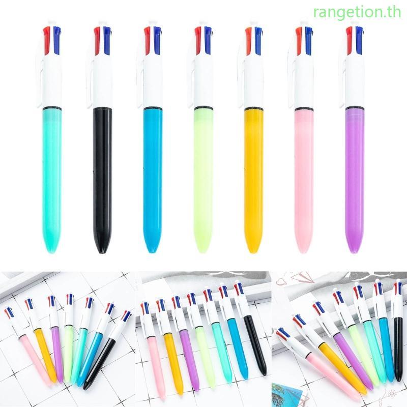 RAN ปากกากระสวย 4 สี ปากกาหลายสี ปากกาลูกลื่นแบบยืดหดได้ 4-in-1