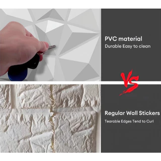 50PCS แผ่นผนัง PVC 3D ขนาด 30x30 ซม PVC หนาแน่นสูง กันน้ำ กันชื้น มีกาวในตัว ติดเองได้