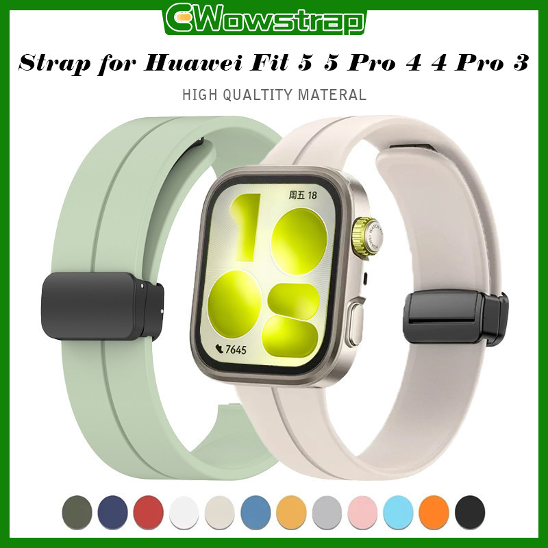 สายรัดยางแม่เหล็ก forHuawei Watch Fit 5 4 3 / 5 Pro / 4 Pro สายรัดข้อมือเปลี่ยนซิลิโคนกีฬาอ่อน