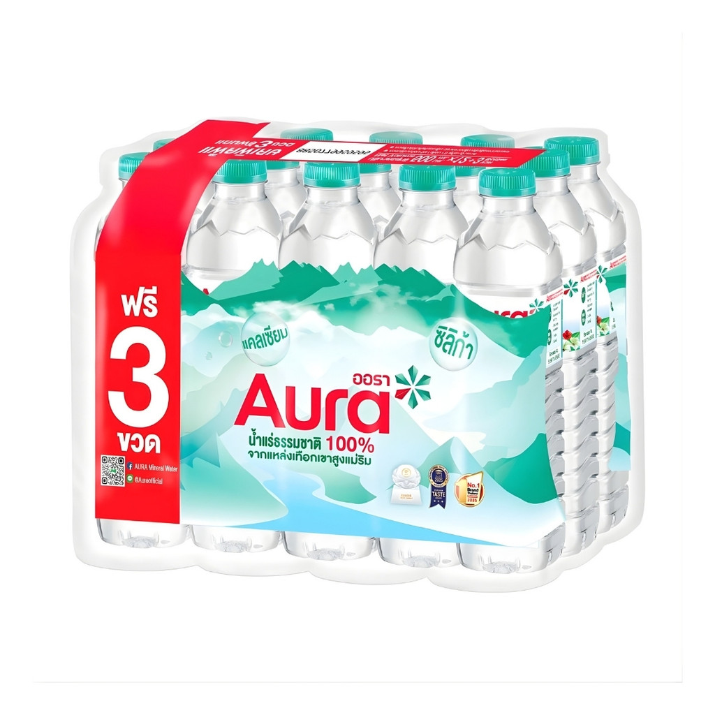 ออร่า น้ำแร่ธรรมชาติ (Aura Mineral Water 6000ml.Pack12)