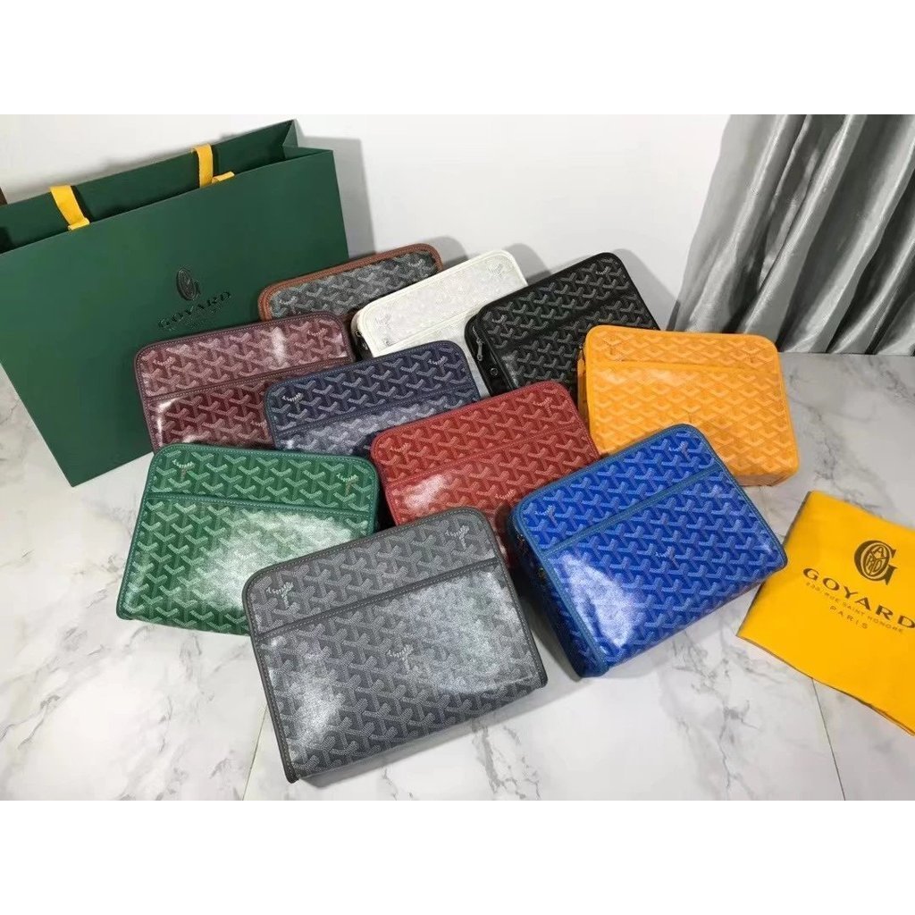 กระเป๋าคลัทช์แบบคลาสสิกสไตล์ Goyard สำหรับผู้ชายและผู้หญิง ทำจากหนังวัว ดูทันสมัยและสวมใส่สบาย จัดส่