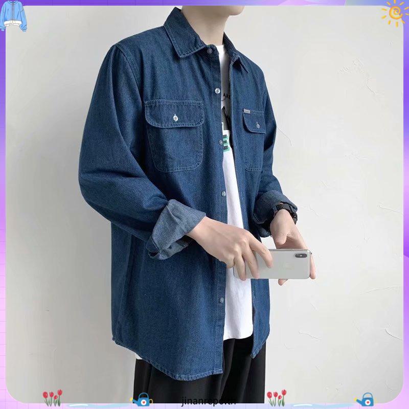MNO.9 Shirt C009 เสื้อเชิ้ตยีนส์ กระเป๋าหน้า2ข้าง แจ็คเก็ตยีนส์ Man ผู้ชาย Clothing ยีนส์เข้ม ยีนส์อ