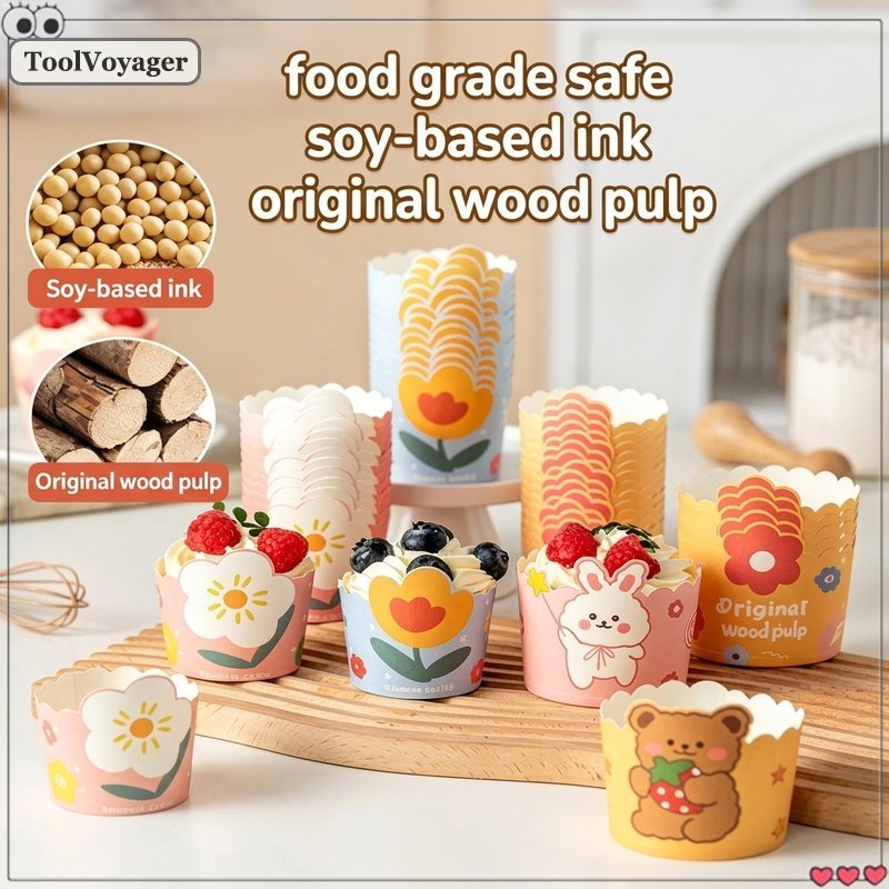 Cupcake Cupcake Cups Muffin Liners กระดาษเคลือบ PE ทนความร้อนน้ํามันเตาอบปลอดภัยวันเกิด Bake
