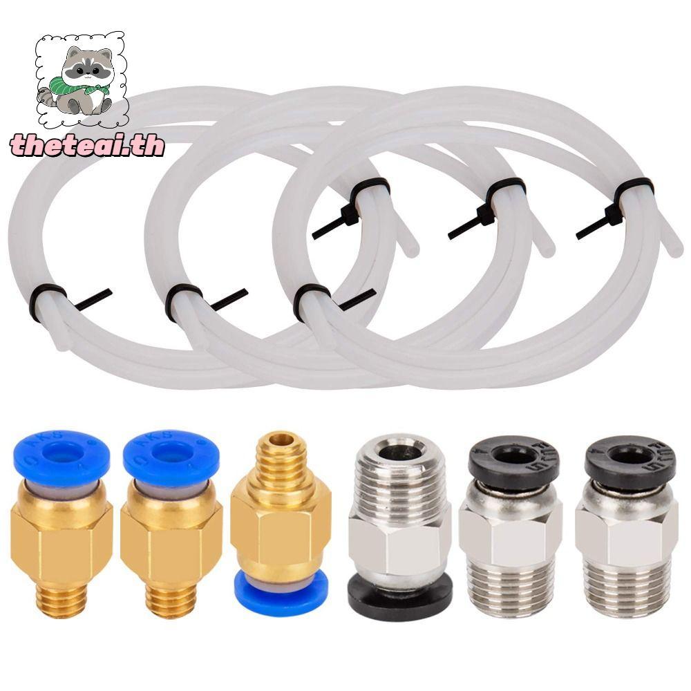 THETEAI หลอด PTFE, 10 ชิ้น PC4-M6 อุปกรณ์ 10 ชิ้น PC4-M10 ฟิตติ้งสีขาวท่อเชื่อมต่อคุณภาพสูง 1 เมตร 1