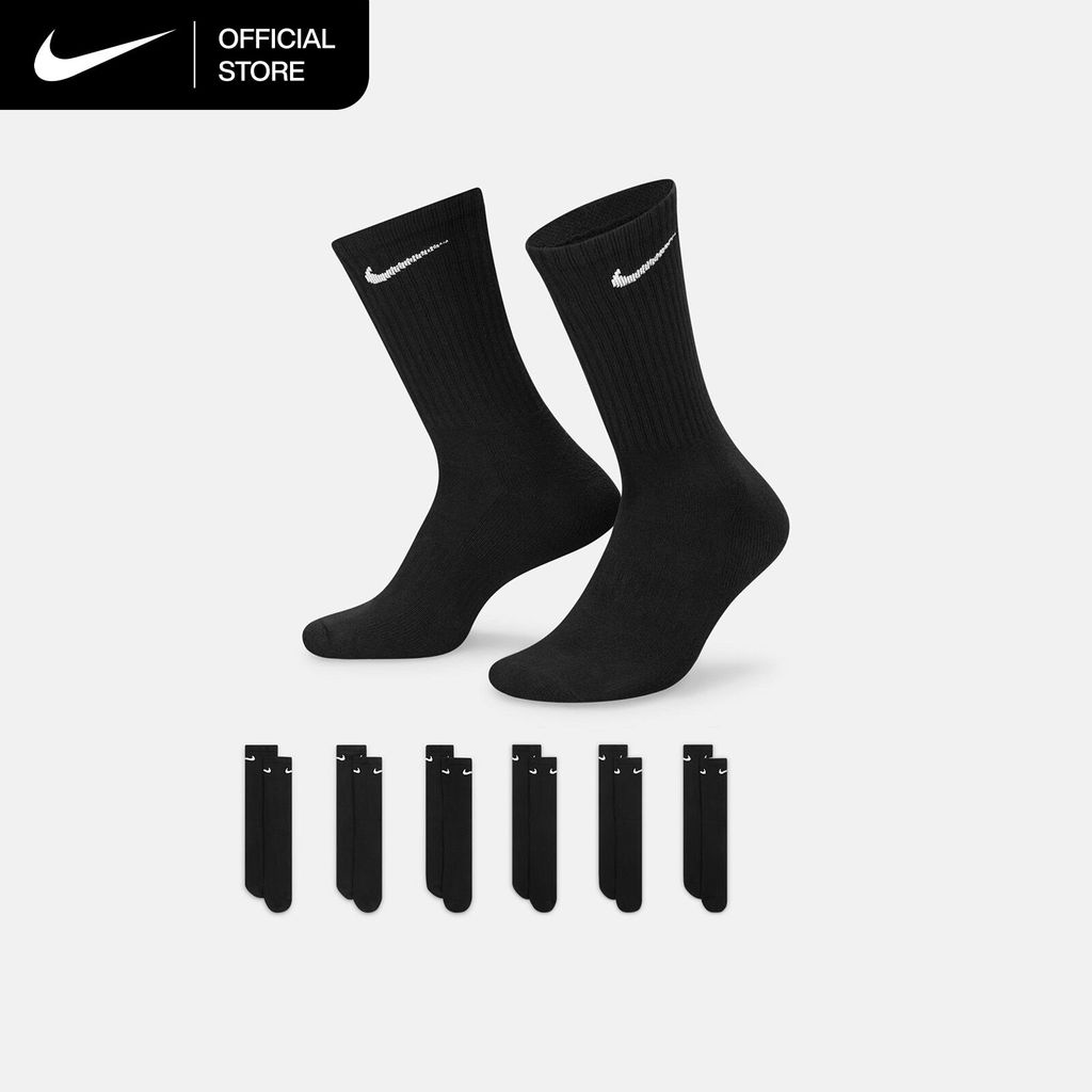 Nike Everyday Cushioned Training Crew (6 Pairs) Socks - Black [SX7666-010]