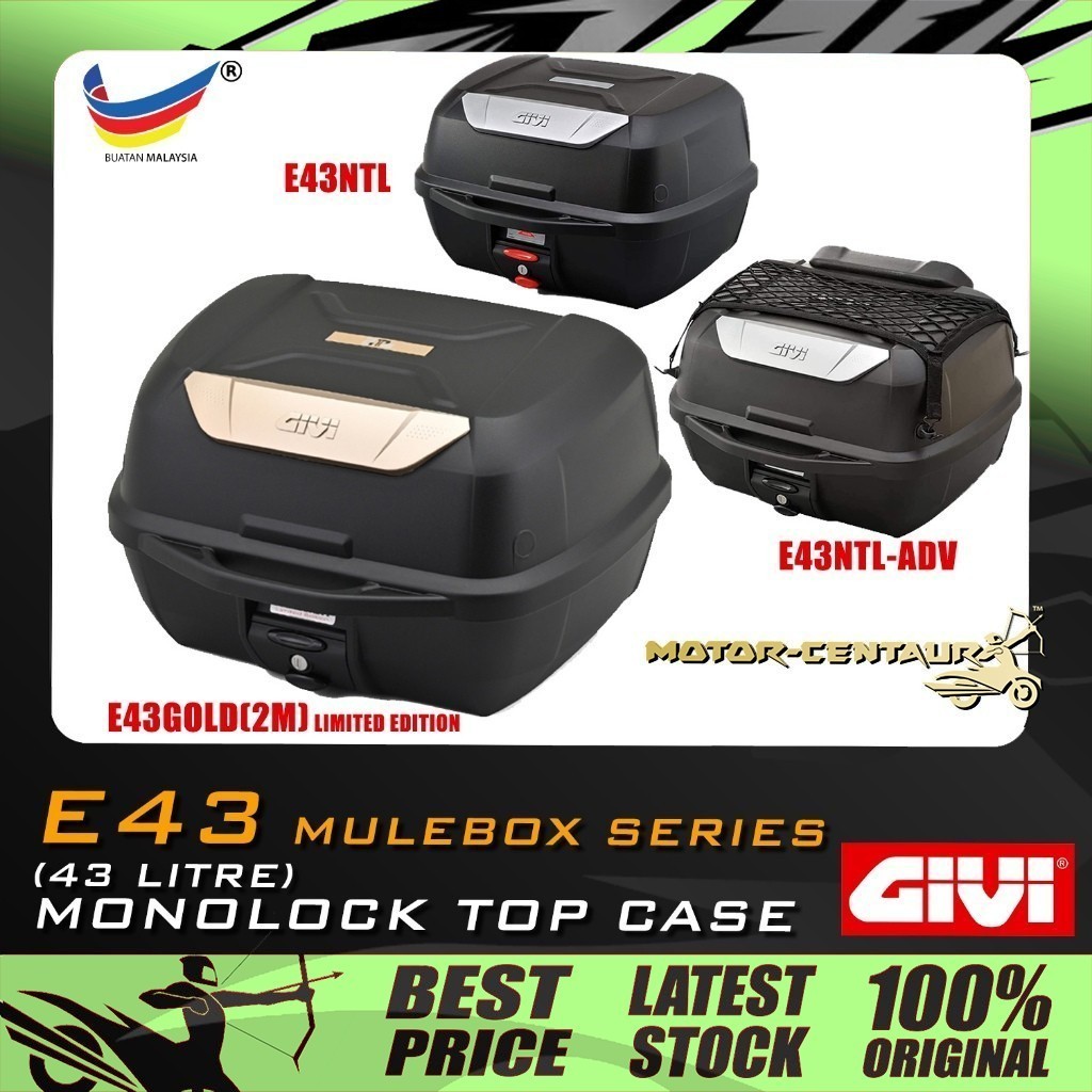 KOTAK/BOX GIVI MONOLOCK TOP CASE MULEBOX E43, E43NTL, E43NTL-ADV, E43GOLD(2M) [BASE PLATE INCHD]